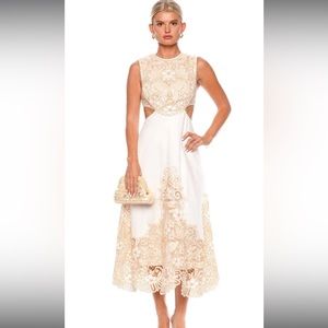 Jeannie embroidered yoke midi dress, size 0p, Zimmerman